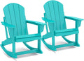 GREENVINES Adirondack Rocking Chair | HDPE Plastic | Porch Rocker | Chair for Outdoor Patio Deck | All Weather | Aqua