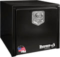 Buyers Products 1702295 Black Steel Underbody Truck Tool Box – 18 x 18 x 18 Inch - Truck Bed & Underbelly RV Storage Box, Locking T-Latch, Weather-Resistant, Heavy-Duty Flatbed Job Box, Made in USA