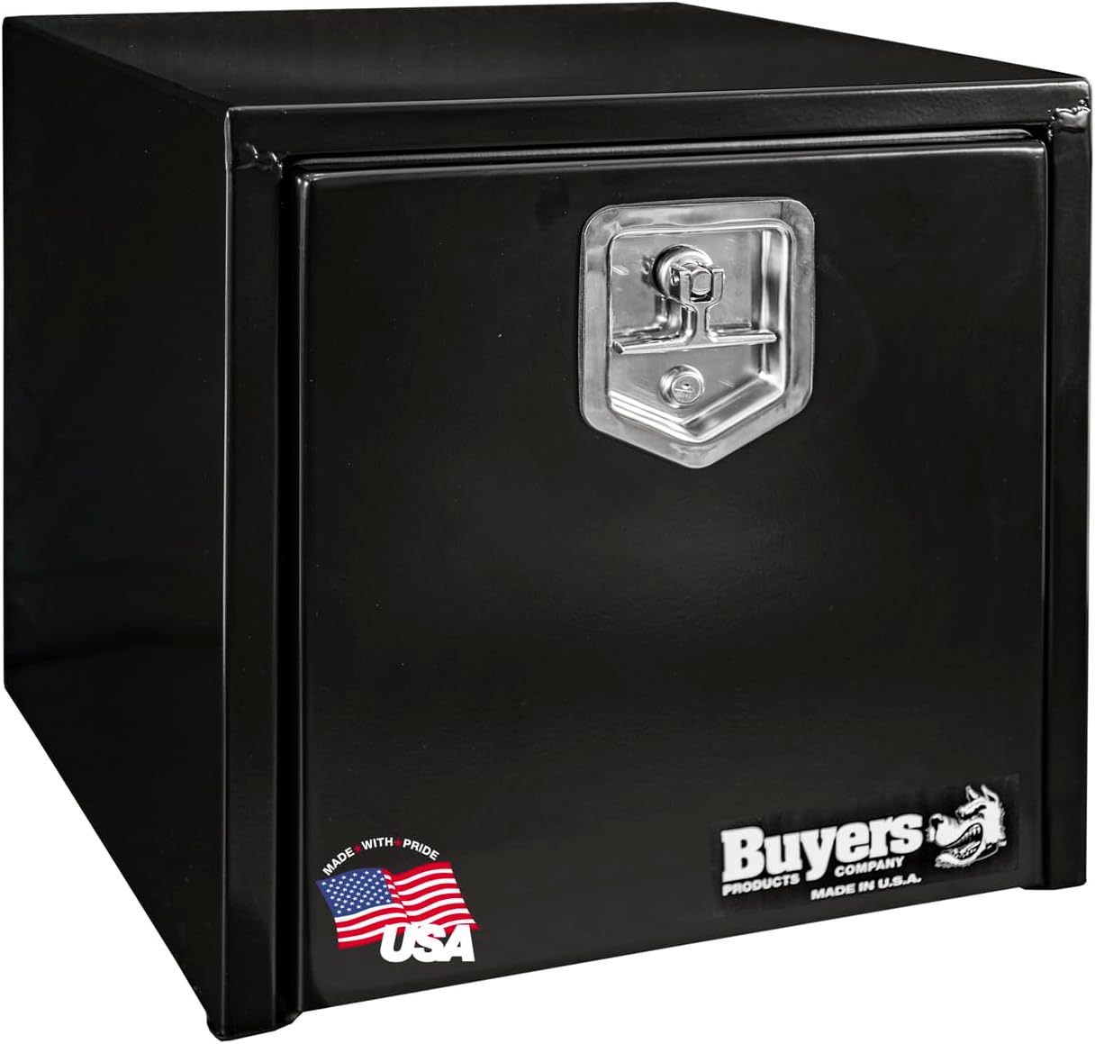 Buyers Products 1702295 Black Steel Underbody Truck Tool Box – 18 x 18 x 18 Inch - Truck Bed & Underbelly RV Storage Box, Locking T-Latch, Weather-Resistant, Heavy-Duty Flatbed Job Box, Made in USA
