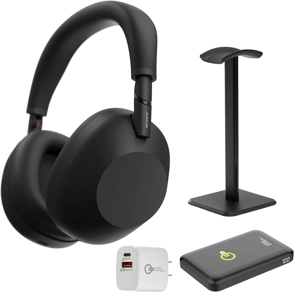 Sony WH-1000XM6 The Best Wireless Noise Canceling Headphones + Portable Charger + Headphone Stand + 20W 2-Port Wall Charger (Black)