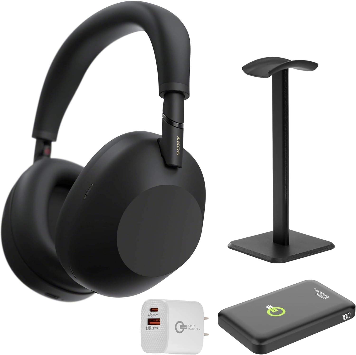 Sony WH-1000XM6 The Best Wireless Noise Canceling Headphones + Portable Charger + Headphone Stand + 20W 2-Port Wall Charger (Black)