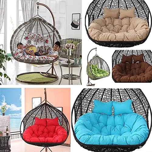 Replacement Double Egg Chair Cushion Outdoor Patio Wicker Loveseat Hanging Swing Egg Chairs for 2 Persons Ideal for Patio Backyard Balcony - Hammock Swing Chair Cushion