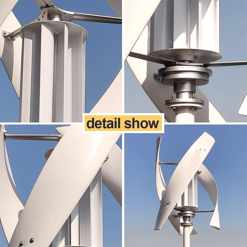 Wind Turbine Generator, 3000W 24V 48V Vertical Wind Turbine Generator for Home Free Energy Wind Power Windmill Permanent Maglev with MPPT Controller for Boats, Gazebos, Chalets, or Mobile Homes(With C