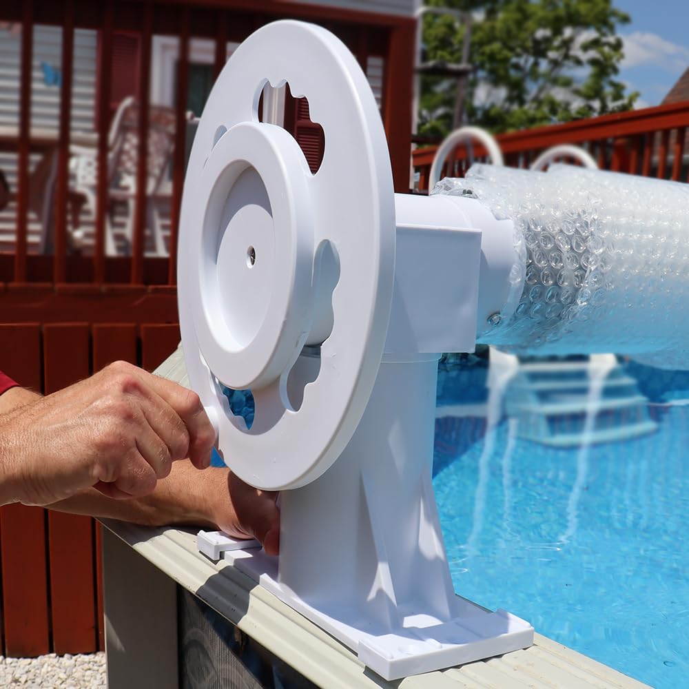 Sun2Solar Solar Cover Reel System for Round or Oval Above-Ground Swimming Pools | Fits Pools up to 24 ft Wide Without Decking | Easy One-Person Crank Operation