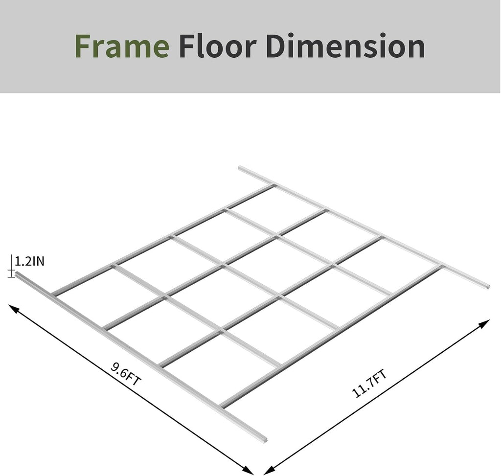 Stainless Steel Durable and Weather-Resistant Frame Floor for 10x12 FT Large Storage Sheds, for Outdoor Metal Shed