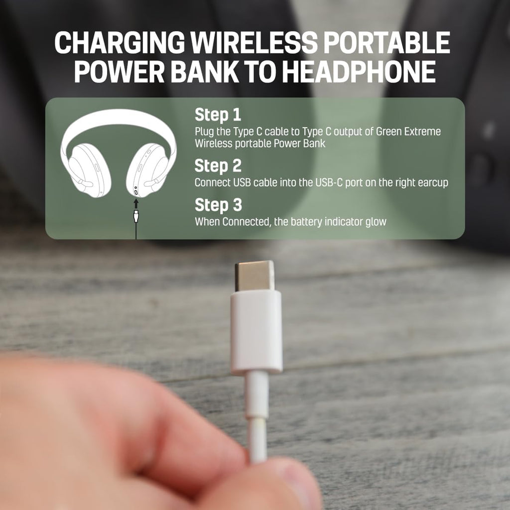 Bose QuietComfort Wireless Noise Cancelling Headphones, Bluetooth Over Ear Headphones Bundle with Green Extreme Wireless Portable Charger, (Sandstone)