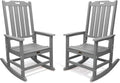 THOEOE Oversized Rocking Chair Set of 2, Outdoor Rocking Chair for Adults, All Weather Resistant Porch Rocker for Lawn Garden, Grey