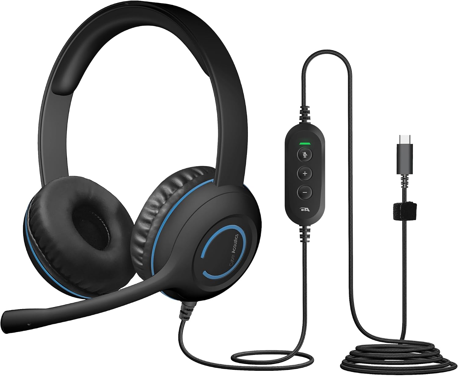 Cyber Acoustics USB-C Stereo Headset (AC-5014-10) – Durable, Crisp, and Clear Communication in Classrooms and at Home; in-Line Controls for Volume and Mic Mute - 10 Pack