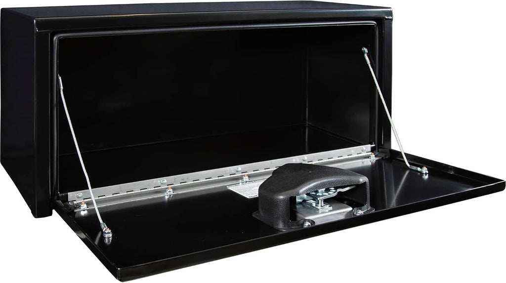 Buyers Products 1703353 Black Steel Underbody Truck Tool Box – 14 x 12 x 30 Inch - Truck Bed & Underbelly RV Storage Box, Locking T-Latch, Weather-Resistant, Heavy-Duty Flatbed Job Box, Made in USA