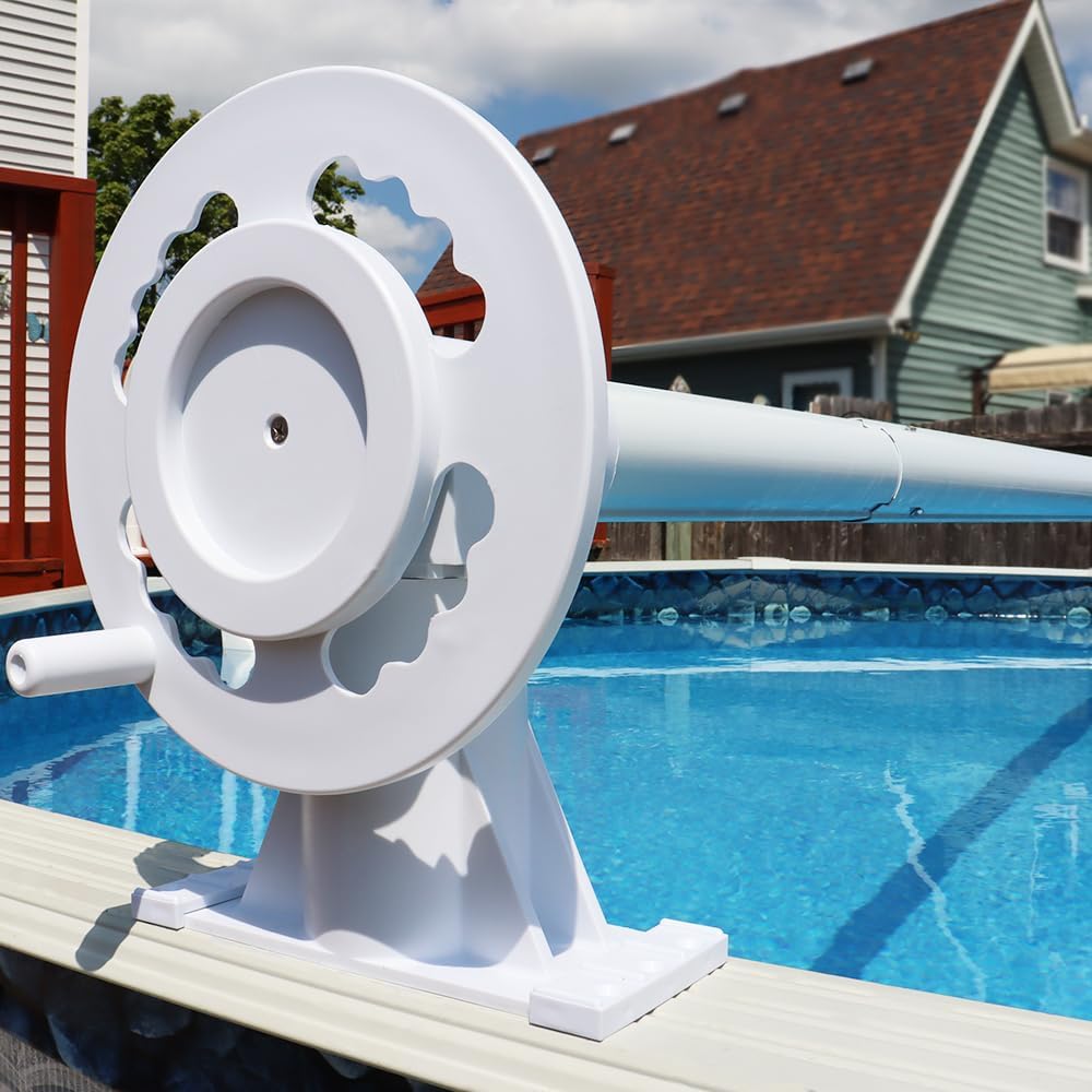 Sun2Solar Solar Cover Reel System for Round or Oval Above-Ground Swimming Pools | Fits Pools up to 21 ft Wide Without Decking | Easy One-Person Reel Operation