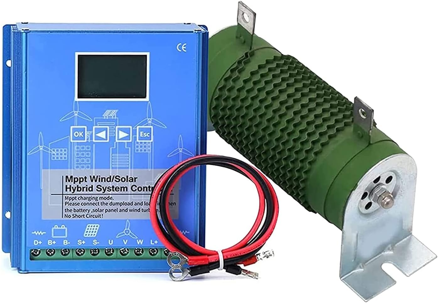 Wind Solar Hybrid System MPPT Charge Controller,3000W 12V/24V/48V with Dump Load Wind Turbine Generator Solar Panel Auto Regulator (Blue)