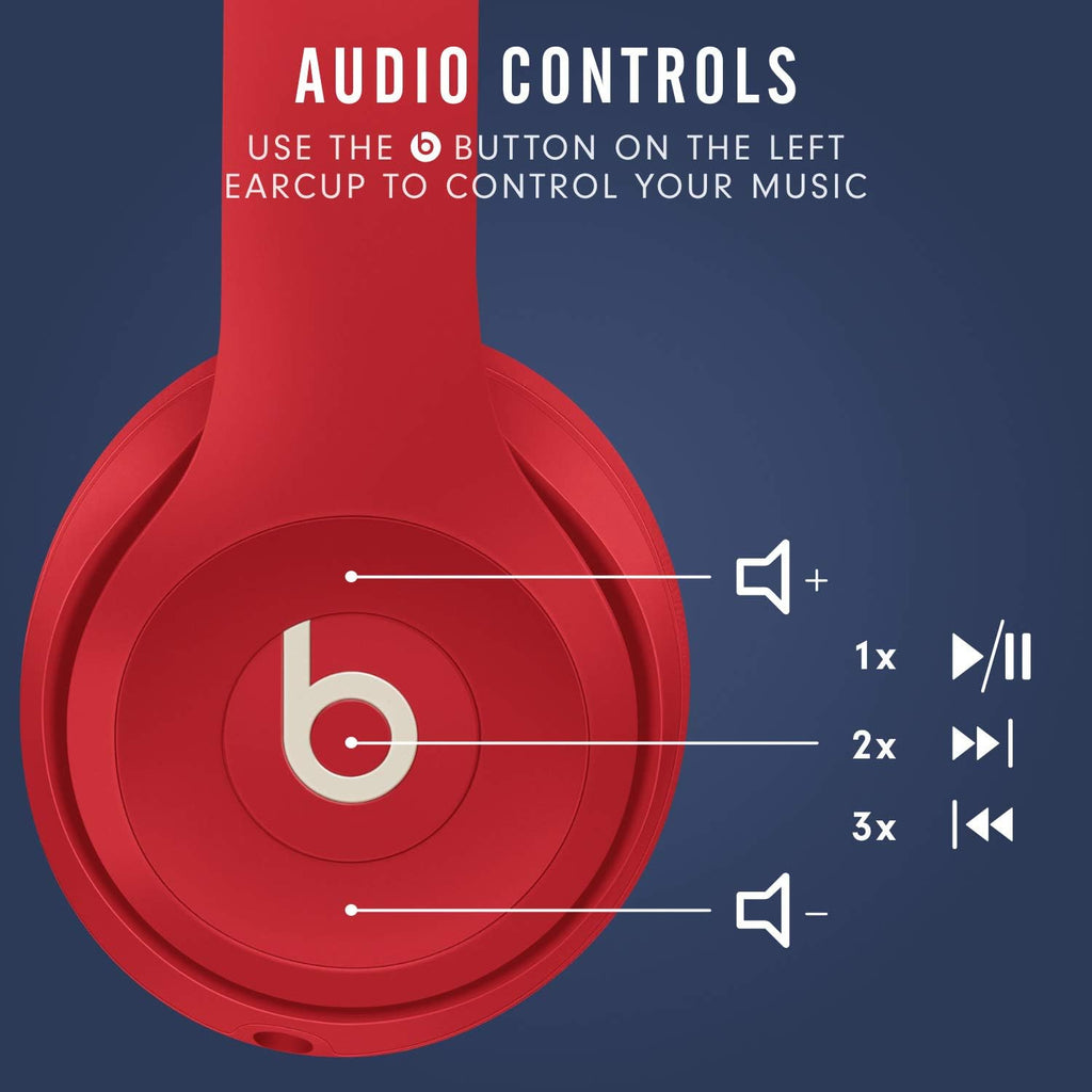 Beats Solo3 Wireless On-Ear Headphones - Apple W1 Headphone Chip, Class 1 Bluetooth, 40 Hours of Listening Time, Built-in Microphone - Club Red (Latest Model)