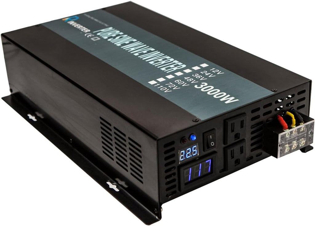 WZRELB 3000W 12V 120V DC to AC Pure Sine Wave Solar Power Inverter with Remote Control Switch