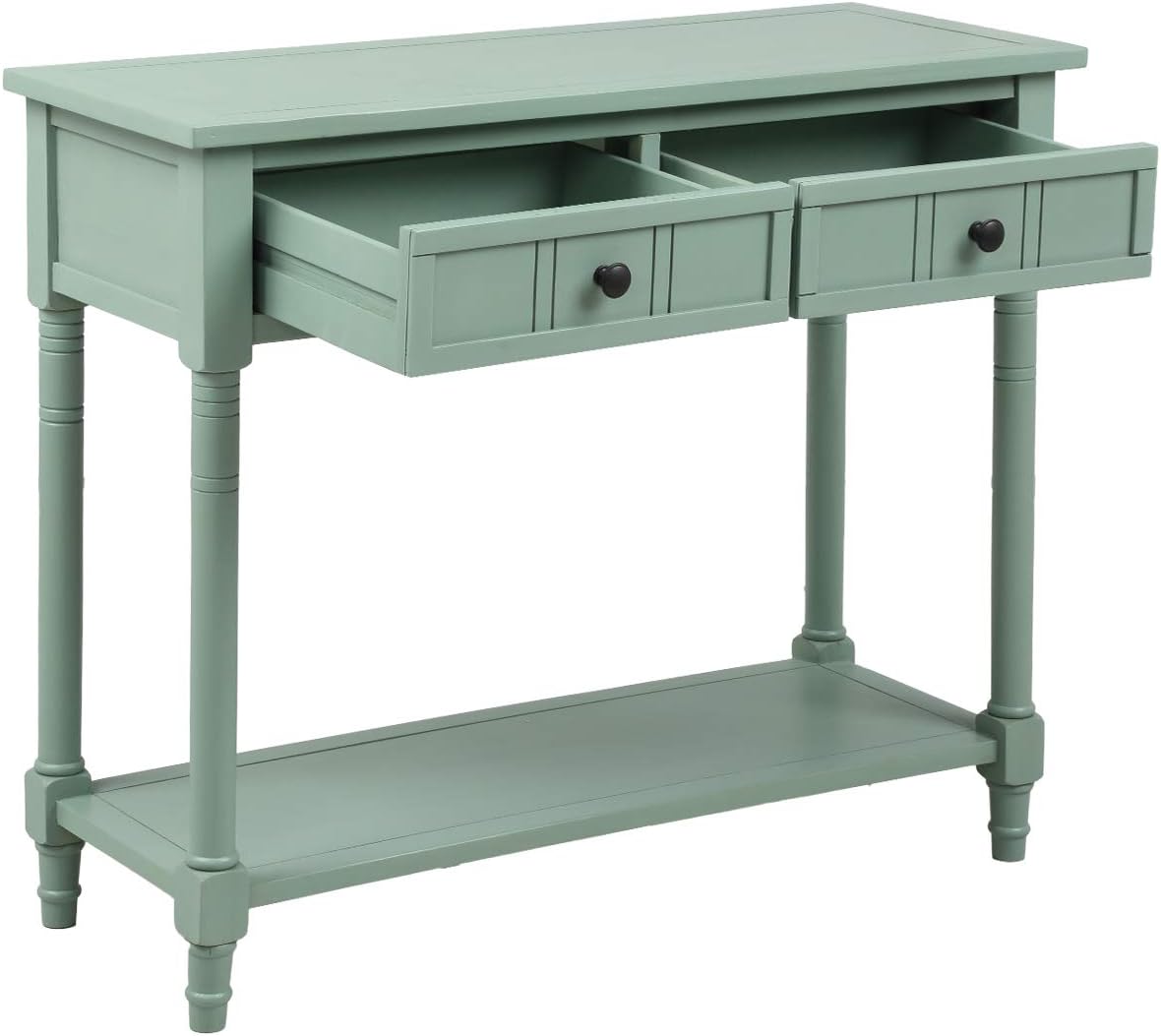 Bellemave Console Table with Drawers, Retro Entryway Table with 2 Drawers and Open Storage Shelf, Narrow Long Sofa Table, Behind Couch Table for Living Room, Foyer and Hallway, Retro Blue
