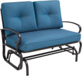 Outdoor Glider Rocking Bench 2 Person Patio Loveseat Steel Frame Furniture Set for Patio, Garden, Yard, Porch with Resistant Cushions (Peacock Blue)
