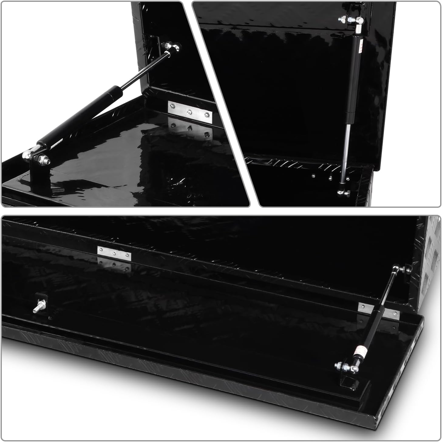 DNA MOTORING Truck Tool Box Lockable Storage Box, Truck Bed Tool Box Truck Bed Organizer Aluminum Truck Tool Boxes for Bed of Truck, w/Lock & Keys, 47'L X 15' W X 15' H Black, TBOX-T5-001-BK