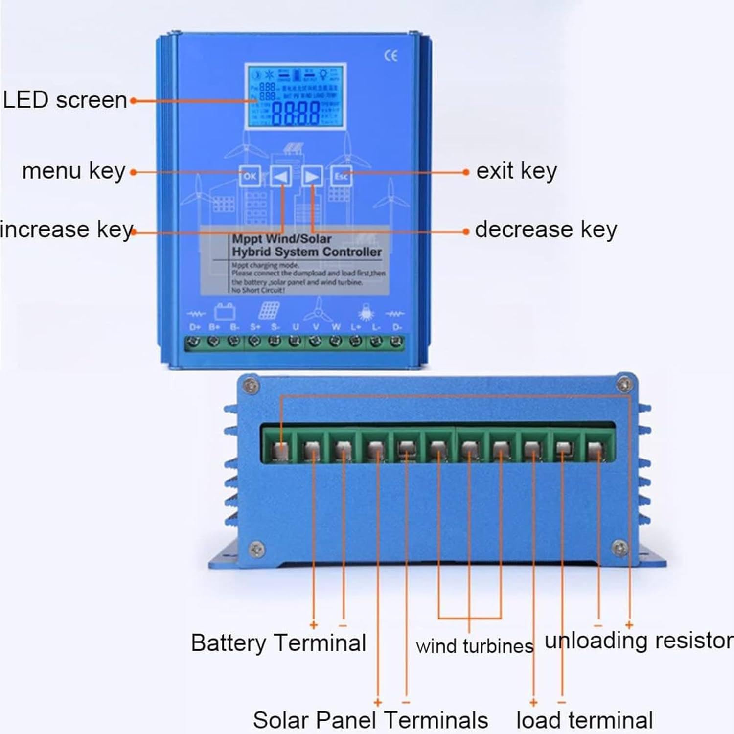 12000W-18000W Wind Solar Hybrid Charge Controller with Dump Load for max 20000W Wind Turbine Generator 6000W Solar Panel 12V 24V Battery Auto MPPT Charge Boost Charging Regulator,12000W-24V