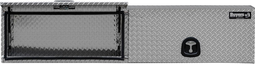 Buyers Products 1701351 Topsider Truck Tool Box, 16x13x72 Inch Diamond Tread Aluminum, Dual Flip-Up Doors, Locking Compression Latches, Weather Resistant, No-Drill Mount, Made in USA