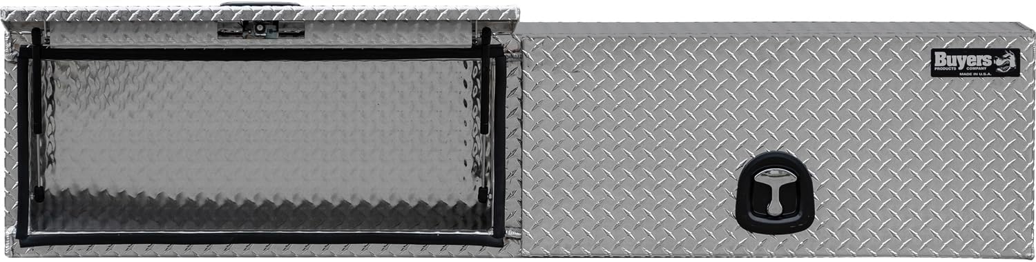 Buyers Products 1701351 Topsider Truck Tool Box, 16x13x72 Inch Diamond Tread Aluminum, Dual Flip-Up Doors, Locking Compression Latches, Weather Resistant, No-Drill Mount, Made in USA
