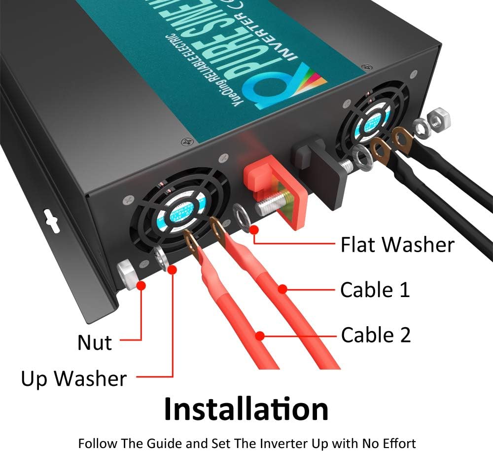WZRELB 3000W 24V 120V Pure Sine Wave Solar Power Inverter Homeuse DC to AC System