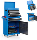 AirWire 5-Drawer Rolling Metal Tool Storage Cabinet with Detachable Top Tool Box, for Garage Workshop - Blue