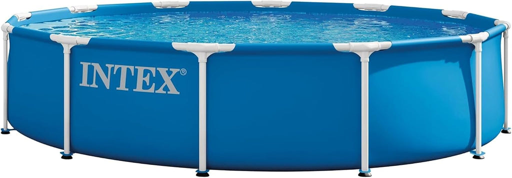 INTEX Metal Frame 12 ft x 30 in Above Ground Pool Set, Round Swimming Pool with Steel Frame