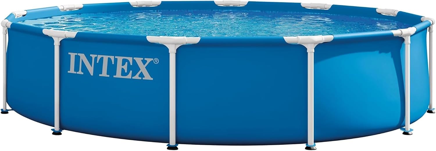 INTEX Metal Frame 12 ft x 30 in Above Ground Pool Set, Round Swimming Pool with Steel Frame