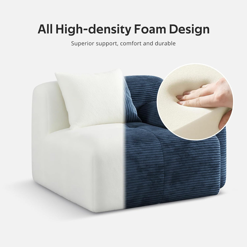 118'' Modern L-Shaped Modular Sectional Sofa for Living Room，Oversized 3-Seater Couch with Deep Seat and Movable Ottoman – No Assembly,Comfortable Corduroy Fabric Boneless Sofa