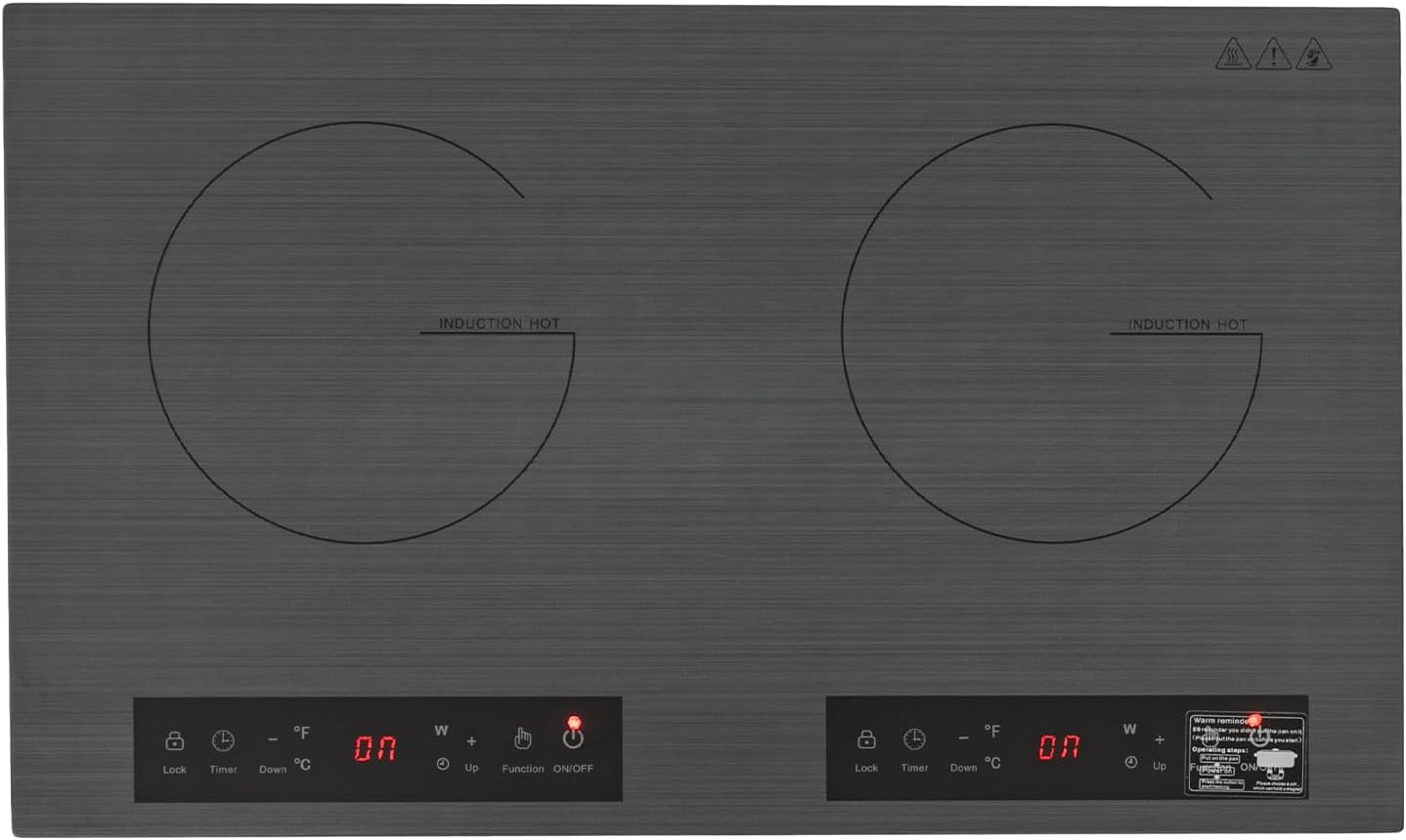 Double Induction Cooktop, 2 Burner Induction Stove Portable Electric Hot Plate For Cooking with 9 Power Levels & 3-Hour Timer Function Sensor Touch for Pots with a Diameter of 7.87 Inches