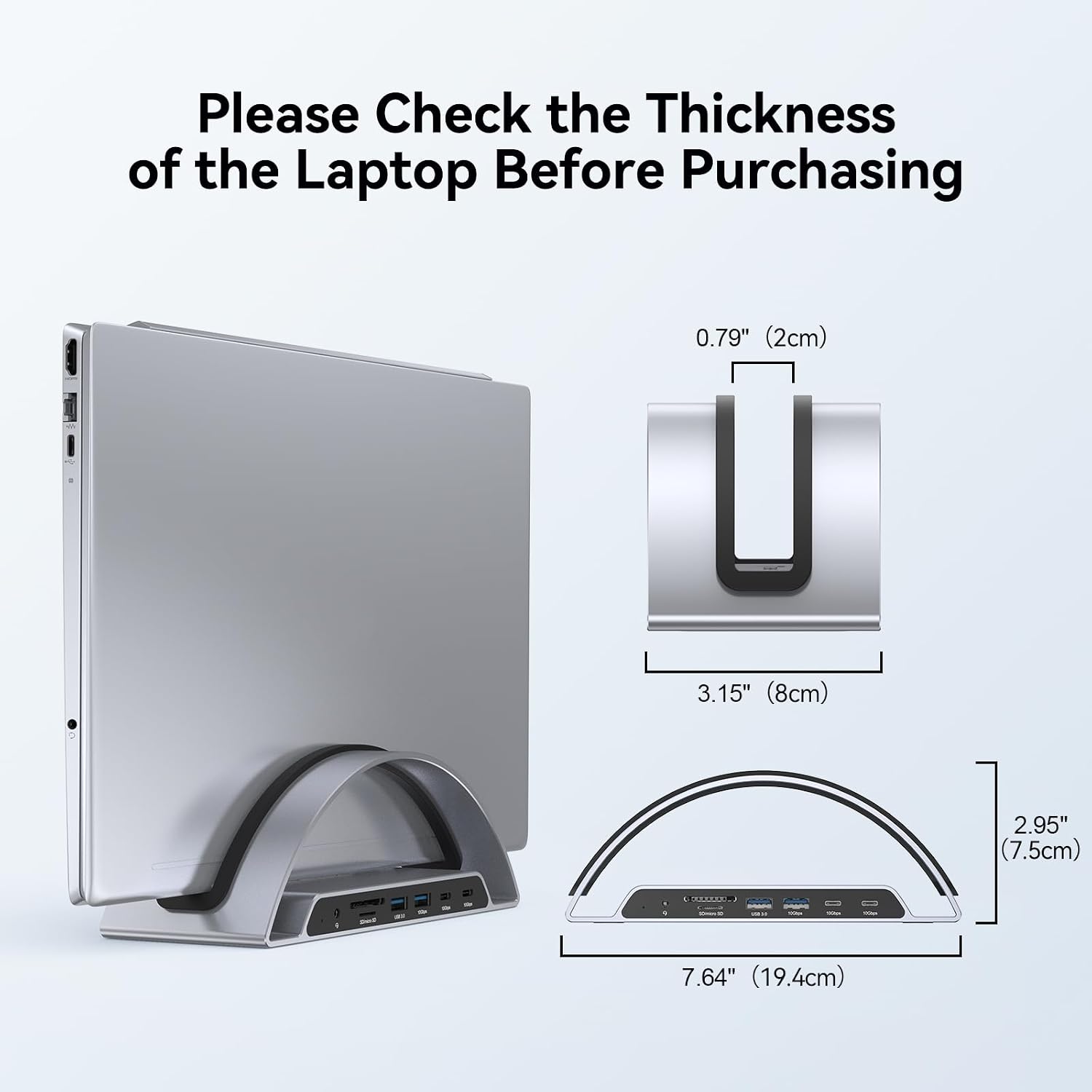 TobenONE Laptop Docking Station Dual Monitor 4K@60Hz with 100W Power Adapter, Vertical Docking Station with HDMI, USB A&C 3.2 Ports, SD/microSD, Audio for Dell/HP/Lenovo/Surface