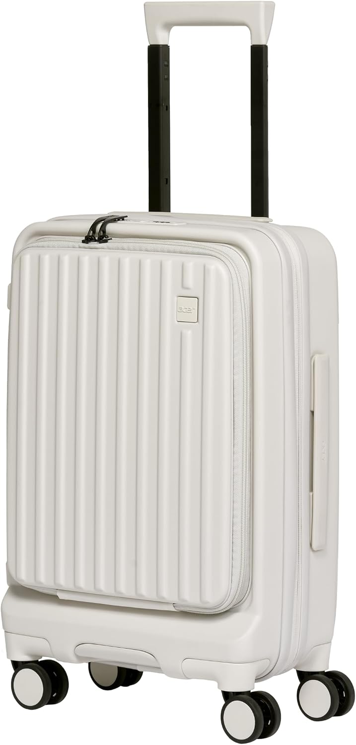 acer Barcelona Hardside Expandable 20-Inch Carry-On Luggage Laptop Bag | 360 Degree Silent Spinner Wheels | Front-Opening Design | Post-Consumer Recycled Plastics | TSA Approved Lock | Shell White