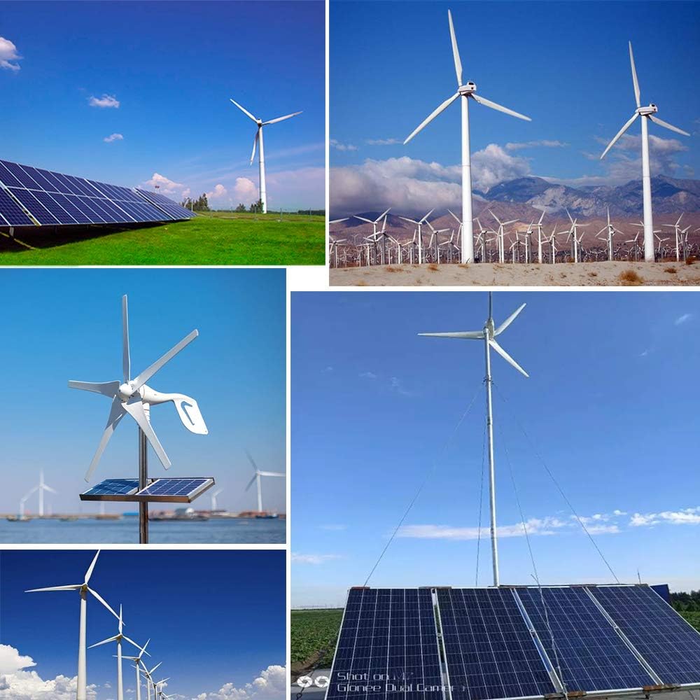 1000W Wind Solar Generator Kit : 400W Wind Turbine and 6PCS 100W Semi-Flexible Solar Panels Charger &Accessory for 12V 24V Roof Car Uneven Surfaces (1000W Wind Solar Kit)