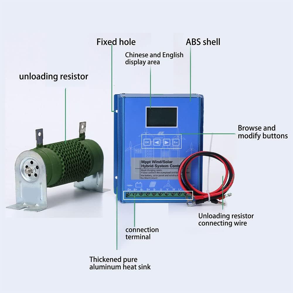 4000W Wind Solar Hybrid System MPPT Charge Controller with Dump Load 1000w Wind Turbine Generator 3000W Solar Panel 12V 24V 48VAuto Regulator,24v