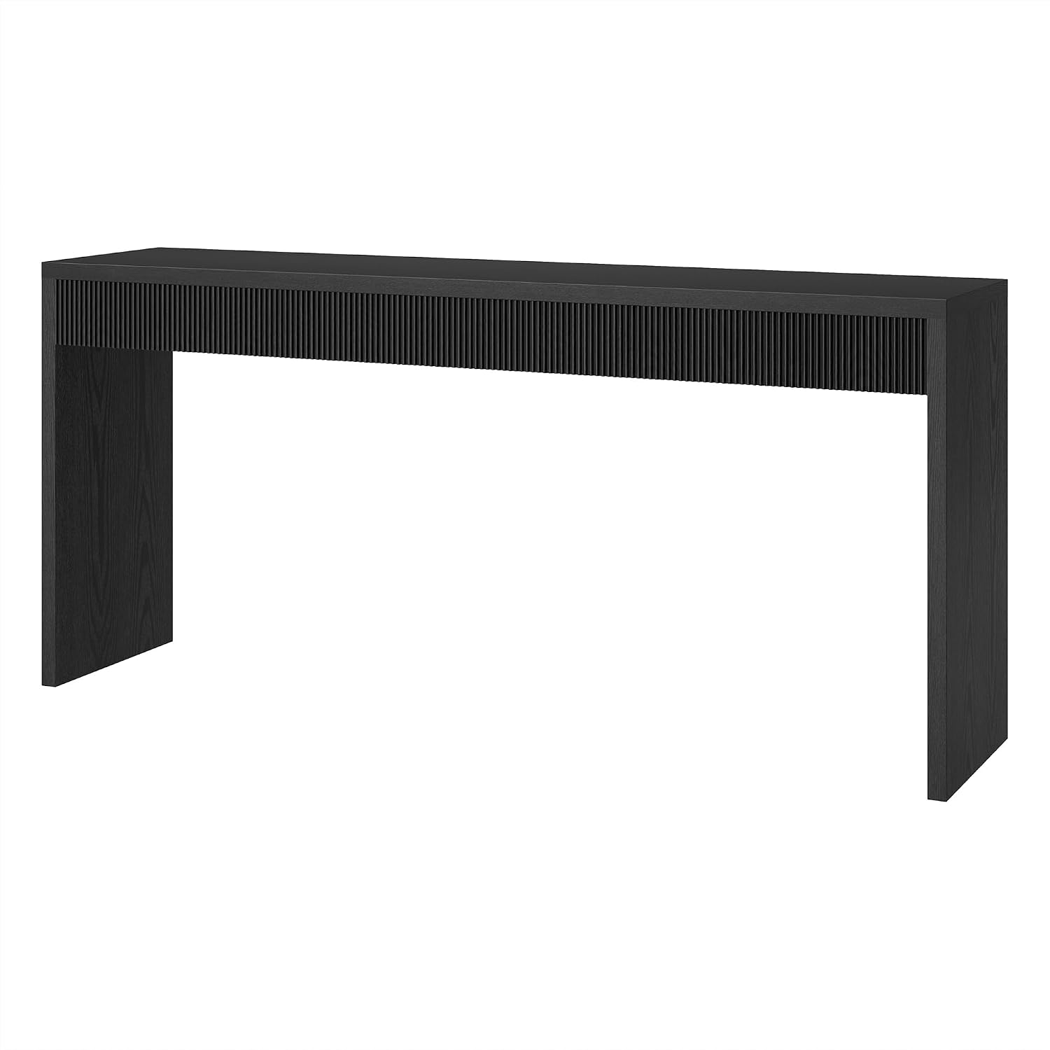 Henn&Hart 64' Rectangular Fluted Console Table, Ribbed Entryway Table, Sofa Table for Entryway, Living Room, Couch, Hallway, or Office, Natural Black