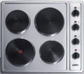Summit 24' Electric Cooktop, 4 Burners, 230V Solid Disk Cooktop, Stainless Steel and Black- CSD4B24