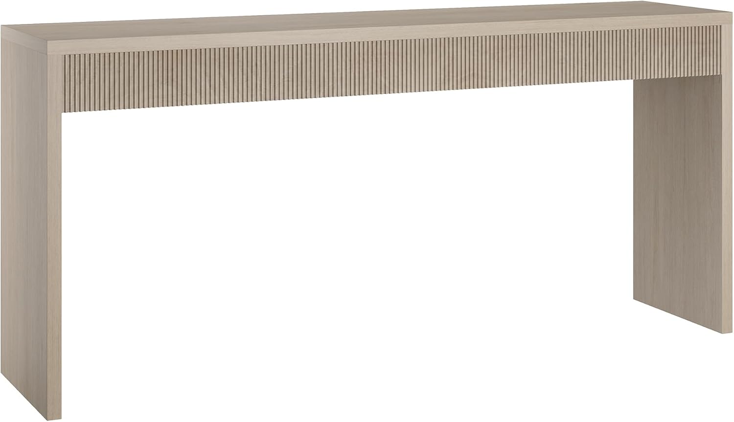 Henn&Hart 64' Rectangular Fluted Console Table, Ribbed Entryway Table, Sofa Table for Entryway, Living Room, Couch, Hallway, or Office, Beech White
