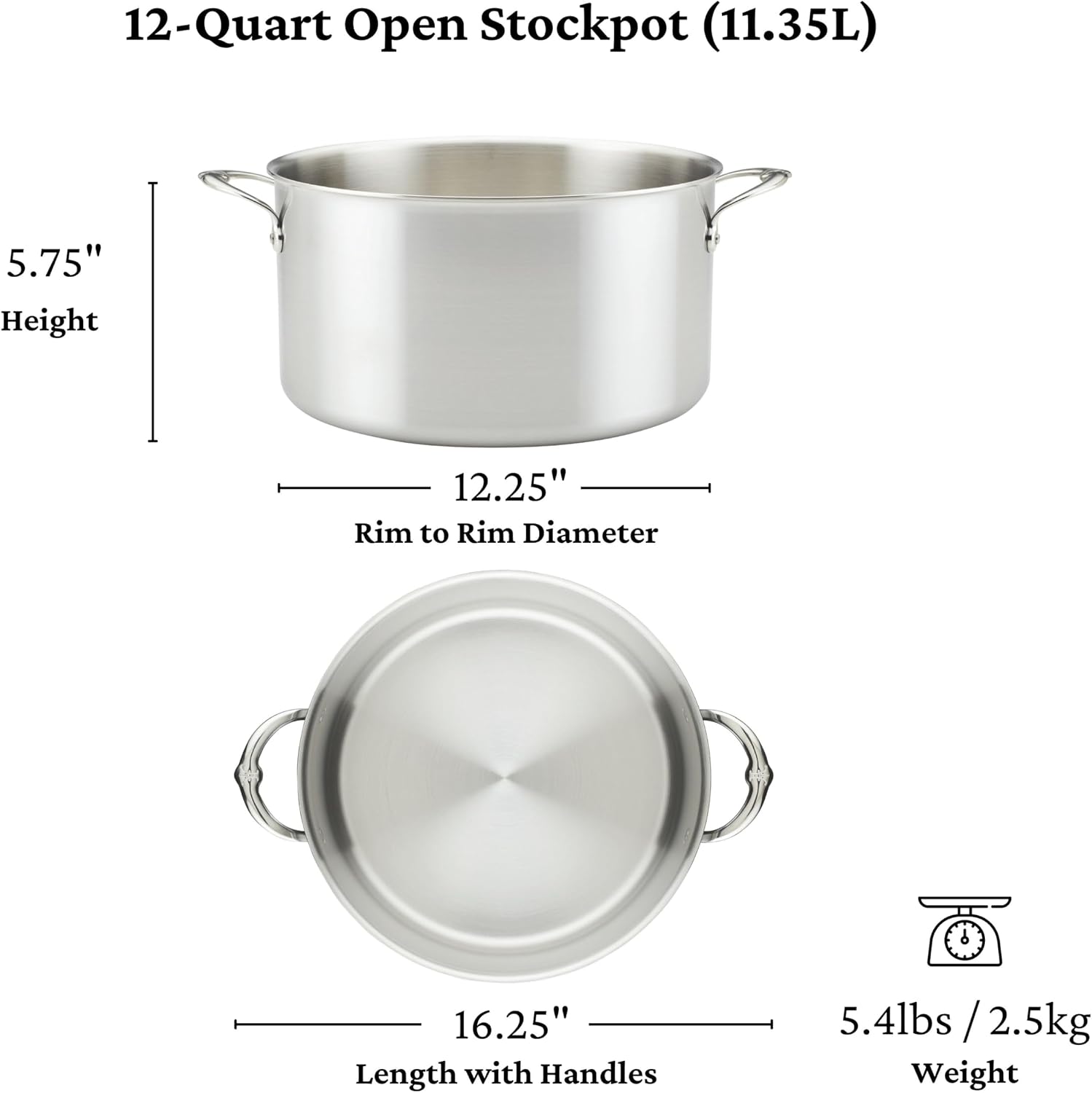 Thomas Keller Insignia by Hestan - Stainless Steel 12 Quart Stock Pot, Induction Cooktop Compatible
