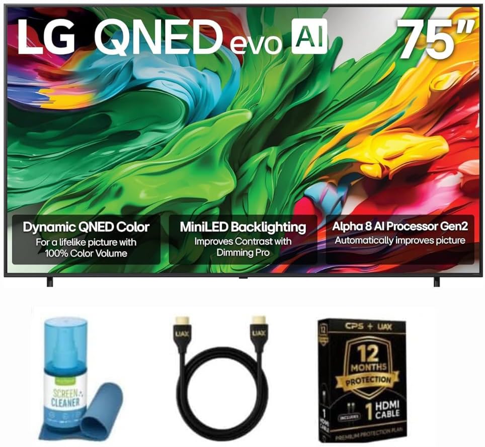 LG 65 Inch Class QNED85A Series 4K UHD Smart TV 2025 MiniLED Quantum Dot NanoCell AI Processor 4K 120Hz Dolby Vision Atmos Alexa Google Assistant webOS HDMI203F SURF201V CPS 12 Month Protection
