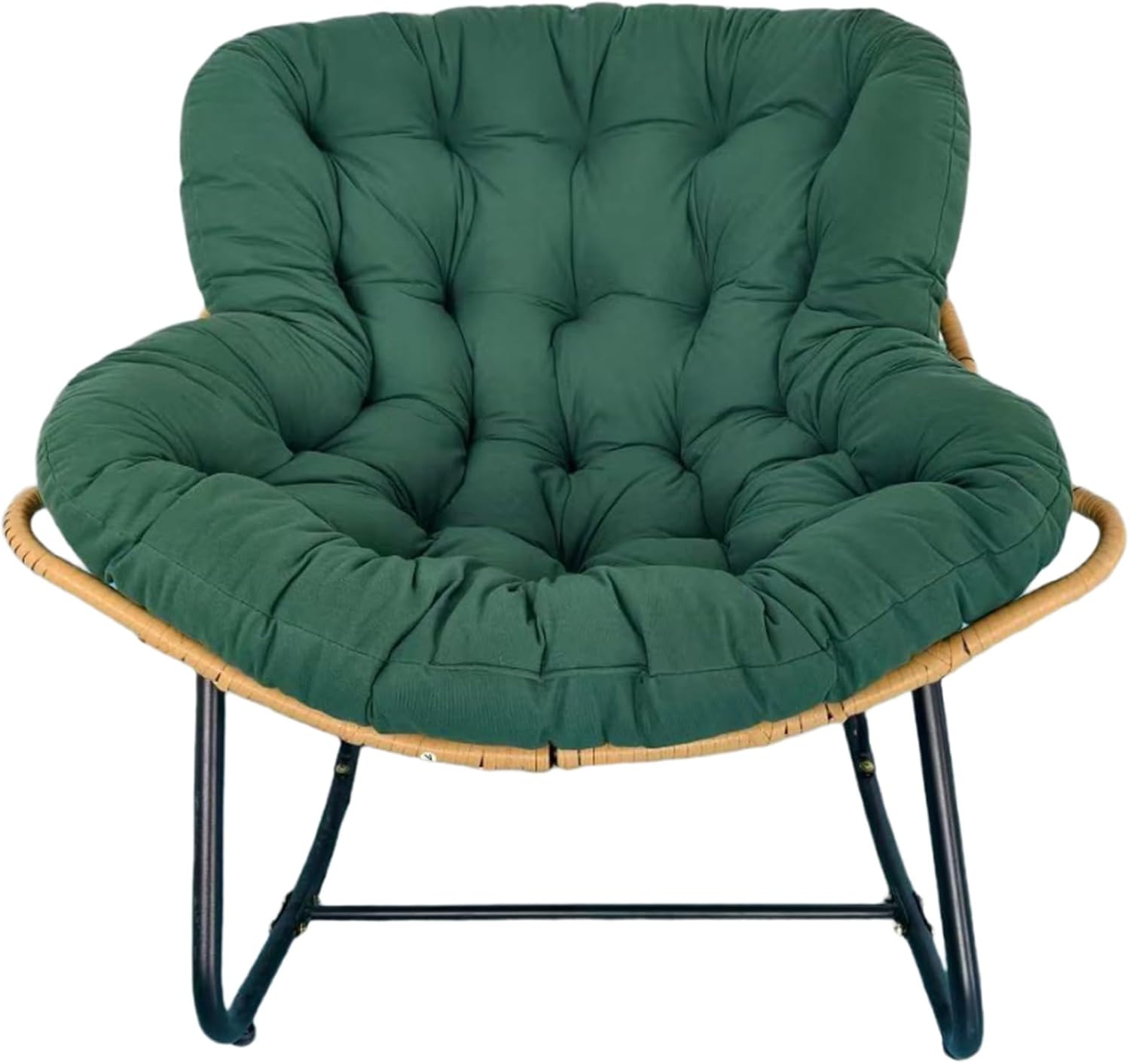 Thickened Waterproof Papasan Rocking Chair Cushion (Only Cushion) – Patio Egg Chair Pad, Outdoor/Indoor Rattan Hammock Chair Cushion for Porch, Garden, Balcony(Dark Green)