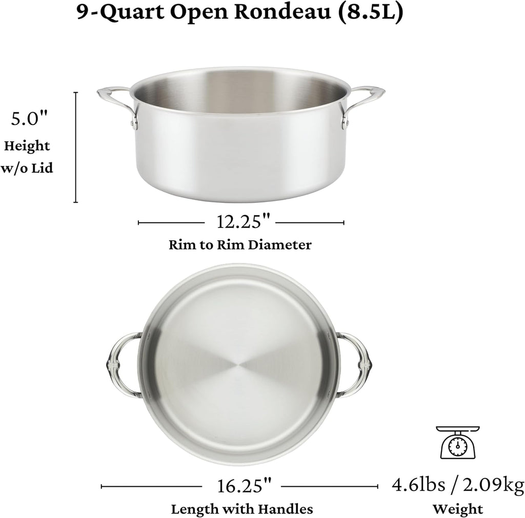 Thomas Keller Insignia by Hestan - Stainless Steel 9 Quart Rondeau, Induction Cooktop Compatible