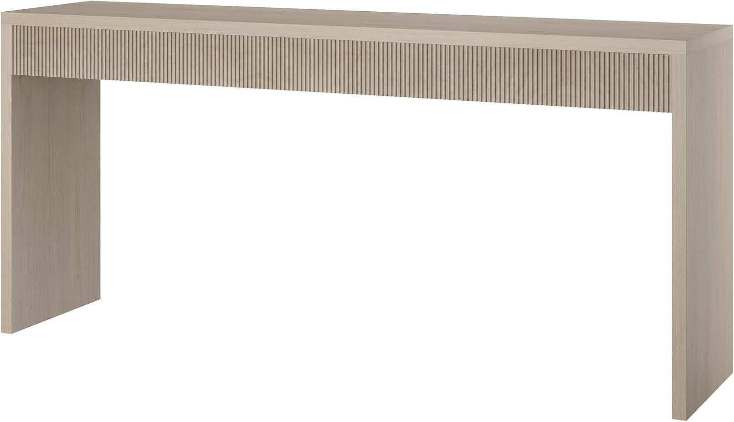 Henn&Hart 64' Rectangular Fluted Console Table, Ribbed Entryway Table, Sofa Table for Entryway, Living Room, Couch, Hallway, or Office, Beech White