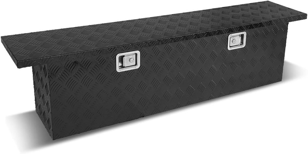 Auto Dynasty 51 x 11 x 15 Inches Powdercoated Aluminum Pickup Truck Bed Trailer Key Lock Storage Tool Box (Black)