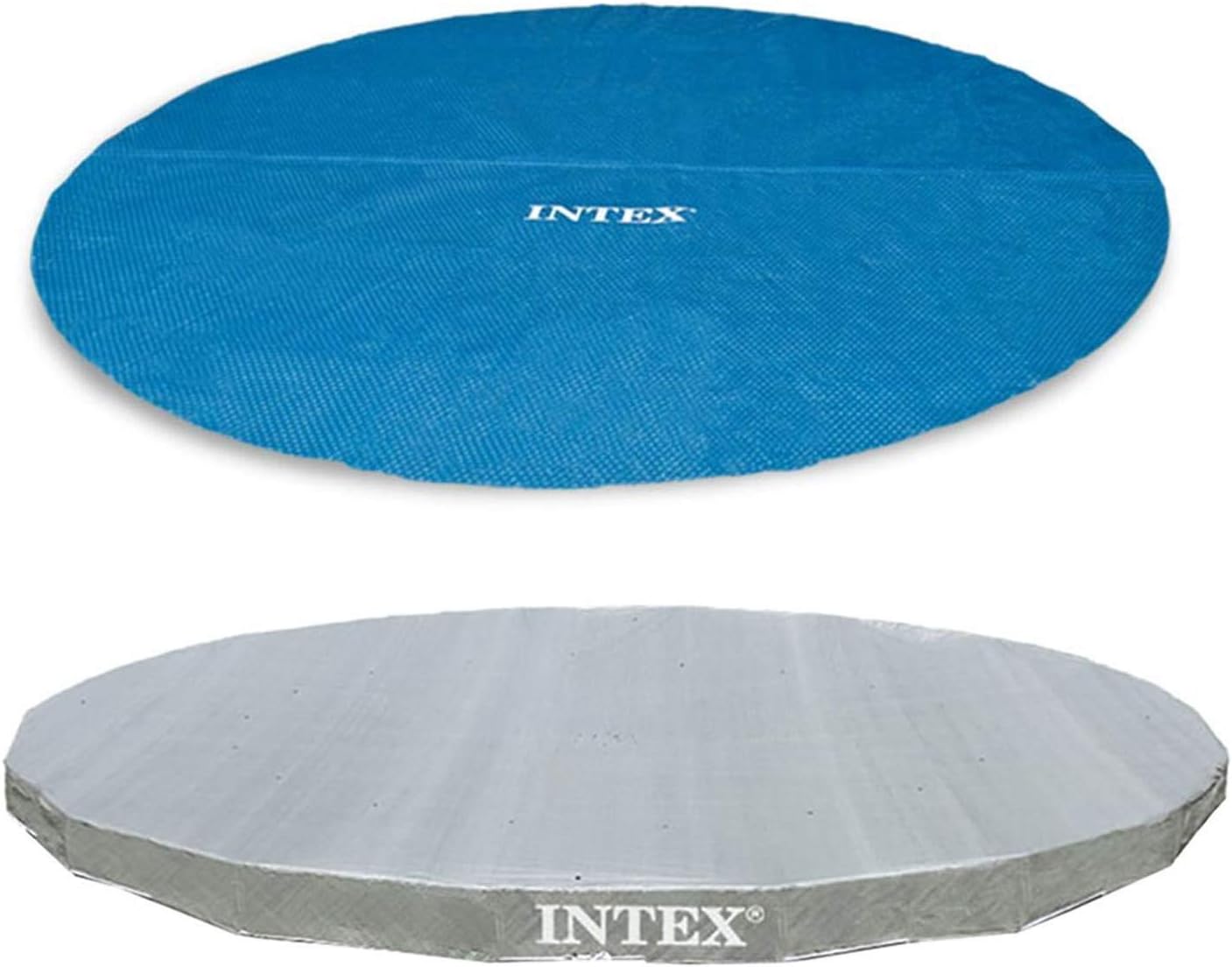 Intex 18' Round Easy Set Vinyl Solar Cover Bundled with 18' Deluxe Debris Pool Cover Above Ground Swimming Pools, Pool Cover Accessory Only