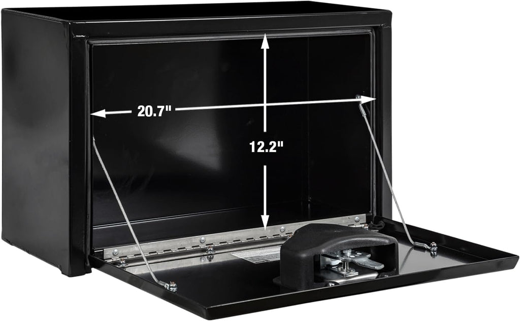 Buyers Products 1703312 Black Steel Underbody Truck Tool Box – 15 x 10 x 24 Inch - Truck Bed & Underbelly RV Storage Box, Locking T-Latch, Weather-Resistant, Heavy-Duty Flatbed Job Box, Made in USA