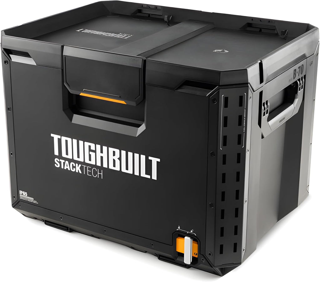 ToughBuilt StackTech XL Tool box Organizer with Lock and Removable Tray, Black