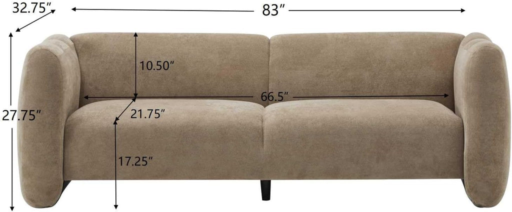 Christopher Knight Home Ahri 83'' Wood Frame Lounge Sofa Couch with Wave Design, Soft Seating 3-Seater Sofa with Armrests, Comfy Velvet Upholstered Home Sofa for Living Room and Office, Camel