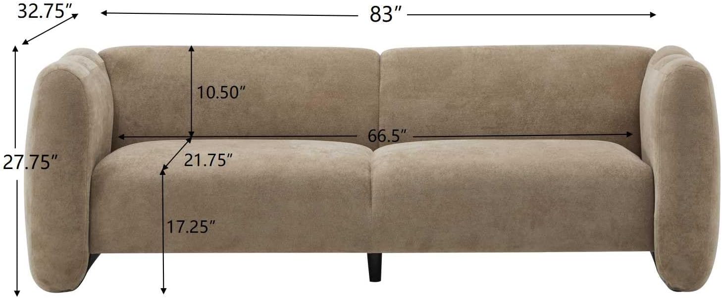 Christopher Knight Home Ahri 83'' Wood Frame Lounge Sofa Couch with Wave Design, Soft Seating 3-Seater Sofa with Armrests, Comfy Velvet Upholstered Home Sofa for Living Room and Office, Camel