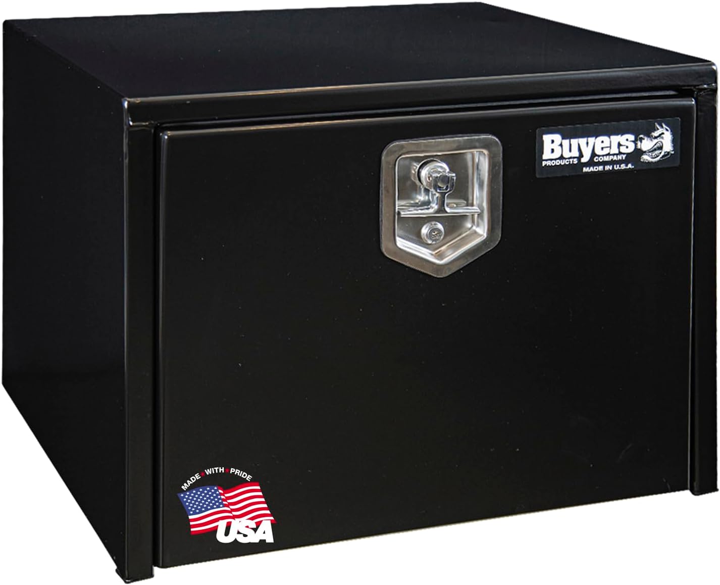 Buyers Products 1702300 Black Steel Underbody Truck Tool Box – 18 x 18 x 24 Inch - Truck Bed & Underbelly RV Storage Box, Locking T-Latch, Weather-Resistant, Heavy-Duty Flatbed Job Box, Made in USA