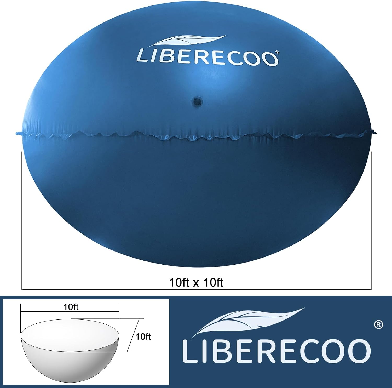 LIBERECOO 10FT Round Pool Cover Pillows for Above-Ground Swimming Pools, 0.4mm Extra Durable Long-Lasting Inflatable Winter Pool Pillows,Ropes Included