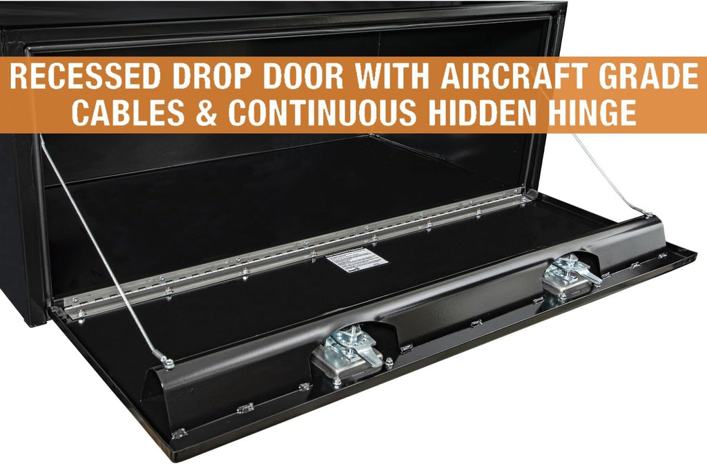 Buyers Products 1708310 Black Steel Underbody Truck Tool Box – 18 x 24 x 48 Inch - Truck Bed & Underbelly RV Storage Box, Locking T-Latch, Weather-Resistant, Heavy-Duty Flatbed Job Box, Made in USA